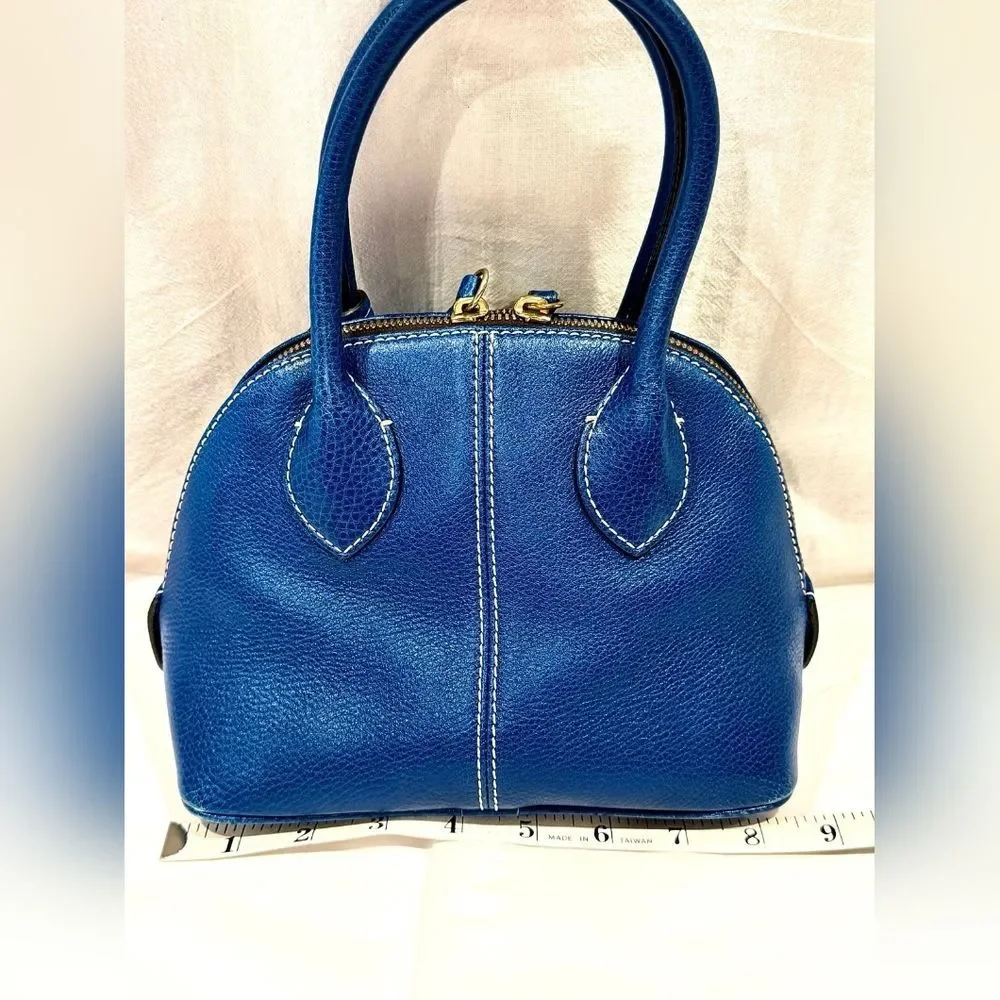 Dooney & Bourke Vintage Designer Lucca Y2K Blue Leather Satchel Purse Handbag